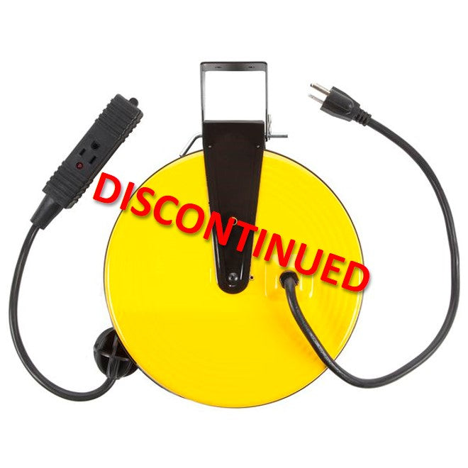 HD-800: 30ft Retractable Metal Cord Reel w/3 Outlets - 10amp